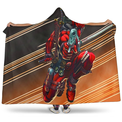 Image of Deadpool Hooded Blanket - Open Fire Black Blanket