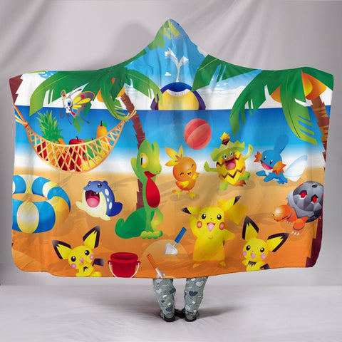 Image of Pokemon  Hooded Blanket - At The Beach Blue Blanket