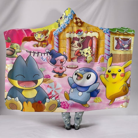 Image of Pokemon House Hooded Blanket - Happy Day Pink Blanket
