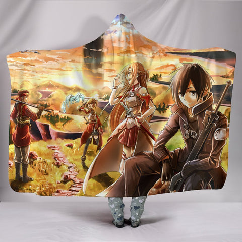 Image of Kirito And Asuna Hooded Blanket - Sun Yellow Blanket