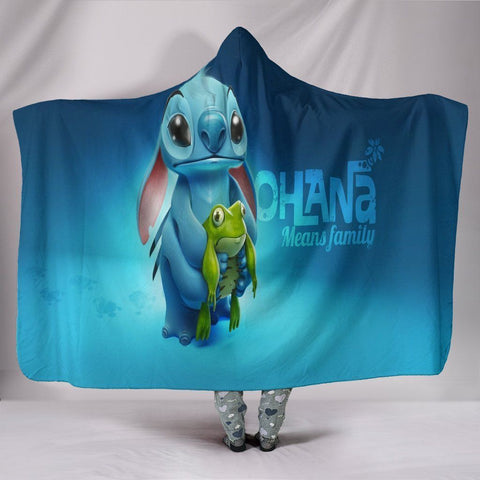 Image of Lilo And Stitch Hooded Blankets - Lilo And Stitch Super Cute Blue Hooded Blanket