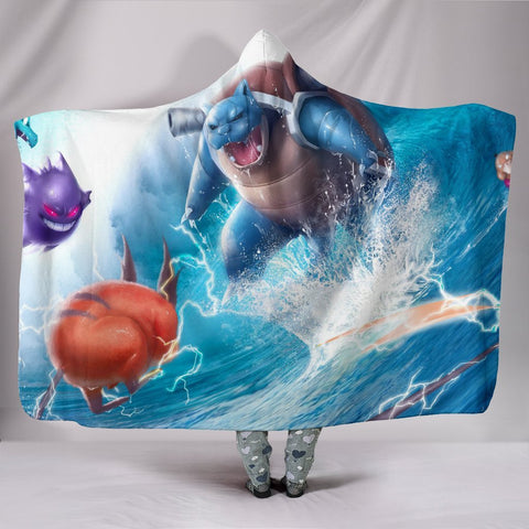 Image of Pokemon Blastoise Hooded Blanket - Wave Geek Blue Blanket