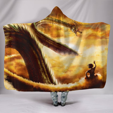 Image of Dragon Ball Goku And Shenron Hooded Blanket - Yellow Goku Blanket