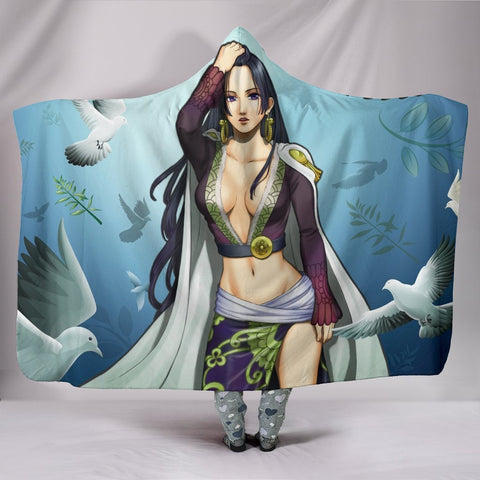Image of One Piece Boa Hancock Hooded Blanket - White Pigeon Sex Girl Blanket