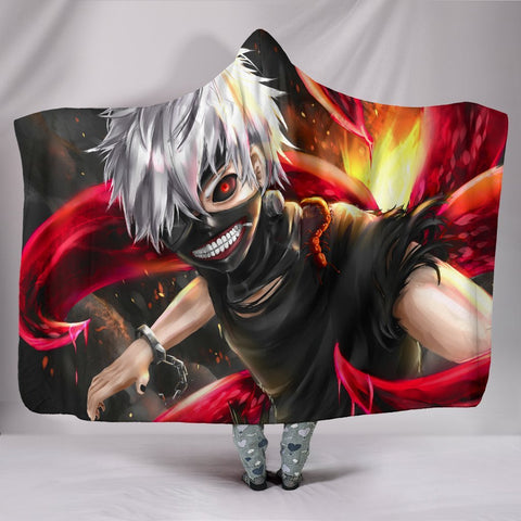 Image of Tokyo Ghoul Kaneki In Hooded Blanket - Red Eye Blanket