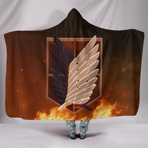 Image of Attack On Titan Hooded Blanket - Survey Corps Logo Blanket