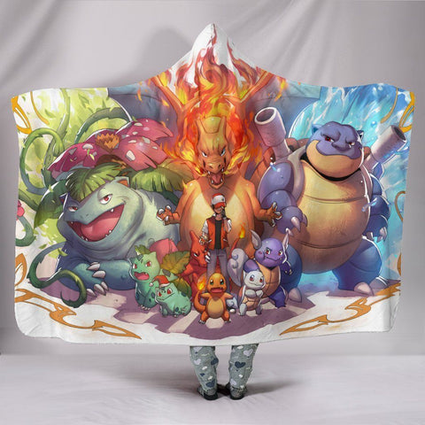 Image of Pokemon Blastoise And Venusaur Hooded Blanket - Charizard Bigger Guy Blanket