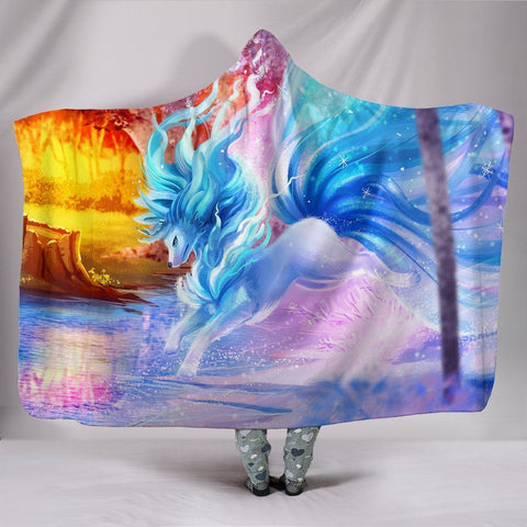 Image of Pokemon Ponyta Shiny Hooded Blanket - Yellow Pegasus Blanket