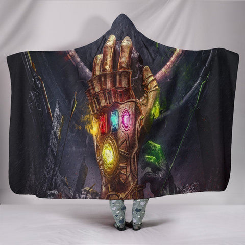 Image of The Avengers Thanos Gauntlet Hooded Blanket - Five Black Finger Blanket