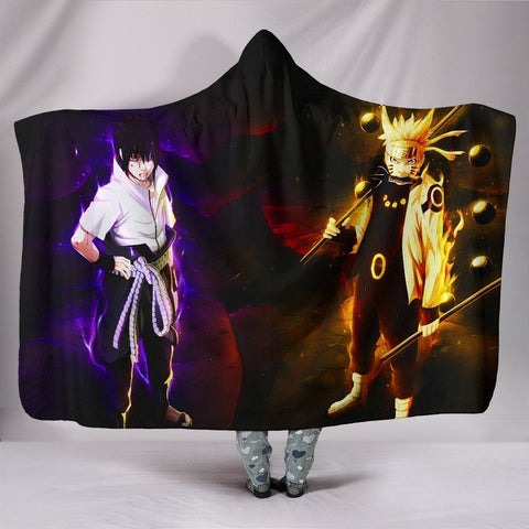 Image of Naruto Hooded Blankets - Naruto and Sasuke Anime Series Super Cool Hooded Blanket