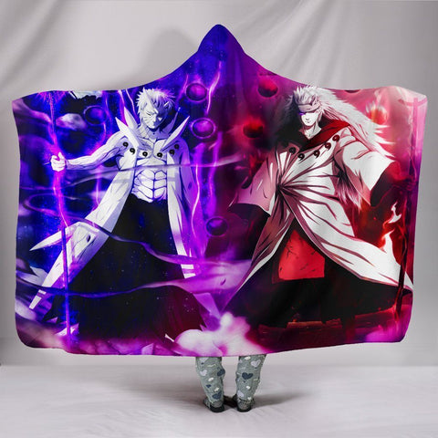 Image of Naruto Obito And Madara In Sage Mode Hooded Blanket - Pink Blanket