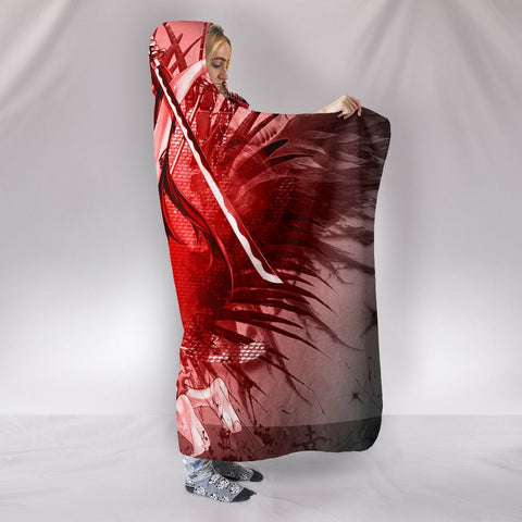 Image of Fairy Tail Erza Scarlet Hooded Blanket - Red Sexy Girl Blanket
