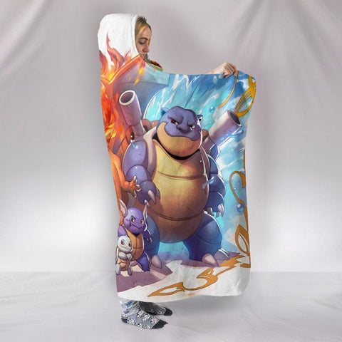 Image of Pokemon Blastoise And Venusaur Hooded Blanket - Charizard Bigger Guy Blanket