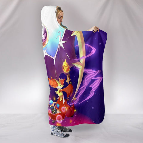 Image of Pokemon Lunala Hooded Blanket - Purple Blanket