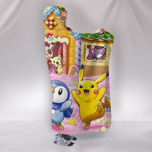 Pokemon House Hooded Blanket - Happy Day Pink Blanket