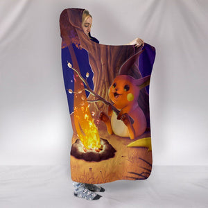 Pikachu Pichu And Raichu Hooded Blanket - Barbecue Blanket