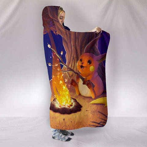 Image of Pikachu Pichu And Raichu Hooded Blanket - Barbecue Blanket