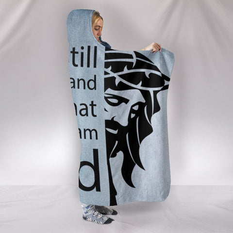 Image of Christian Hooded Blanket - Be Still Blue Blanket