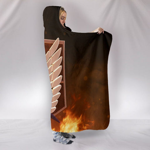 Image of Attack On Titan Hooded Blanket - Survey Corps Logo Blanket