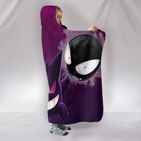 Image of Pokemon Gastly Haunter And Gengar Hooded Blanket - Demon Black Blanket