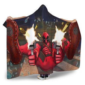 Deadpool Hooded Blanket - Double Gun Red Blanket