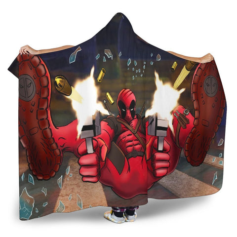 Image of Deadpool Hooded Blanket - Double Gun Red Blanket