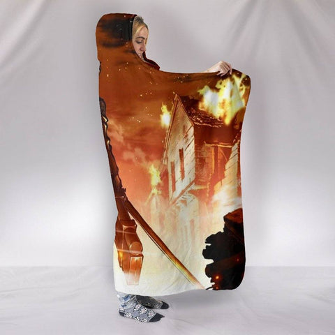 Image of Attack On Titan Fight Hooded Blanket - Anime Black Cool Blanket