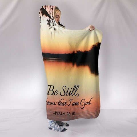 Image of Christian Hooded Blanke t- Lake Yellow Be Still Blanke