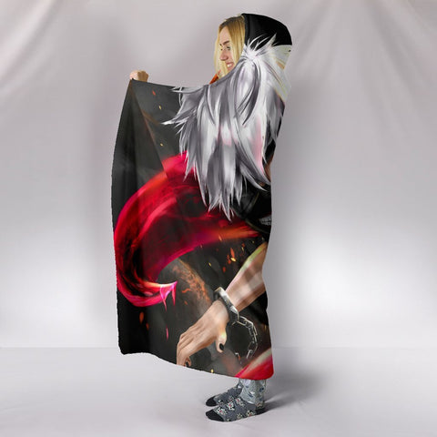 Image of Tokyo Ghoul Kaneki In Hooded Blanket - Red Eye Blanket