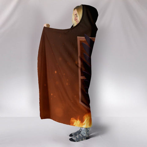 Image of Attack On Titan Hooded Blanket - Survey Corps Logo Blanket