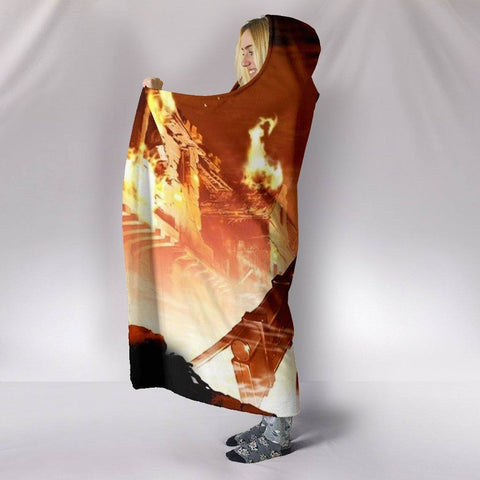 Image of Attack On Titan Fight Hooded Blanket - Anime Black Cool Blanket