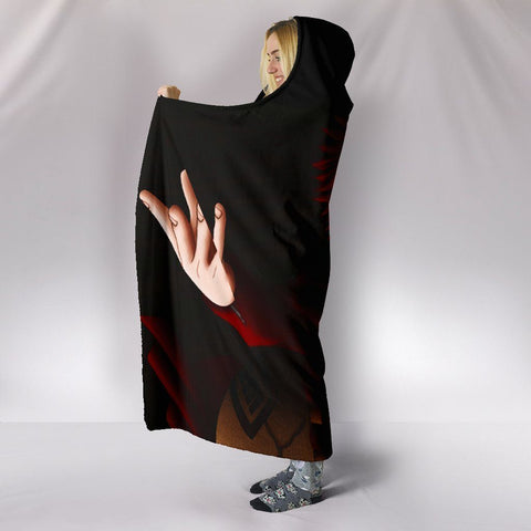 Image of Naruto Gara Hooded Blanket - Spread Hands Black Blanket