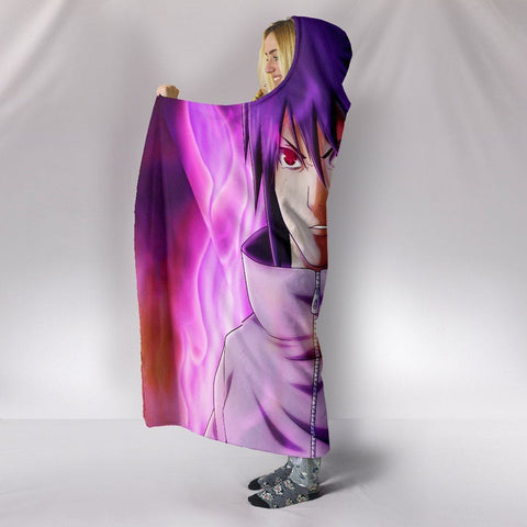 Image of Naruto Sasuke Uchiha Hooded Blanket - Yellow And Purple Blanket