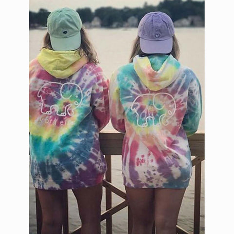 Image of Women's Comfy Rainbow Hoodie - Tie Dye Basic Pullover