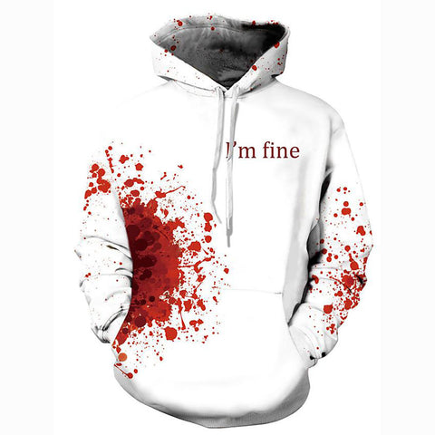 Image of Men's 3D Printed Blood I 'm fine Hoodie Party