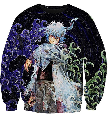 Image of Gintama Putian Silver Hoodies - Pullover Grip Black  Hoodie