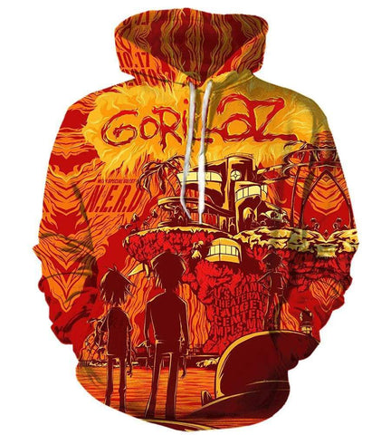 Image of Funny Gozilla Hoodies - Pullover Red Hoodie