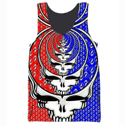 Image of Funny Grateful Dead Sweatshirts- Red - Blue Skull 3D Sweatshirt