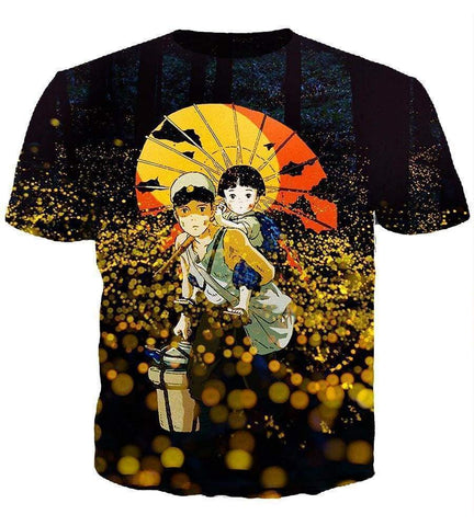 Image of Grave of The Fireflies Hoodies - Pullover Nice Scenery Black Hoodie