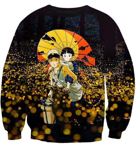 Image of Grave of The Fireflies Hoodies - Pullover Nice Scenery Black Hoodie