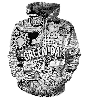 Green Day Hoodies - Pullover Black Hoodie