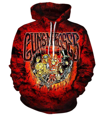 Image of Gun N' Roses Hoodies - Pullover Red Hoodie