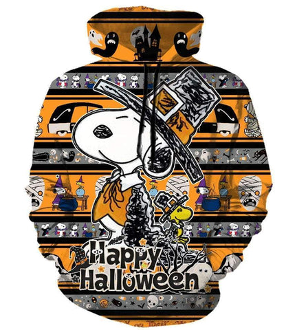 Image of Happy Halloween Snoopy Hoodies - Pullover Yellow Hoodie