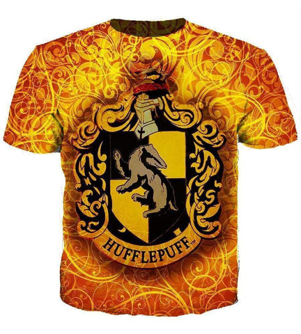 Image of Harry Potter  College Logo Hoodies - Pullover Yellow Hufflepuff Hoodie