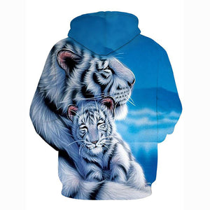 3D Printed Tiger Hoodie - Hooded Animal Casual Loose Pullover