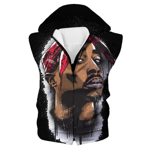 Image of 2Pac Tupac Hoodies -  Face Black Tupac Pullover Hoodie