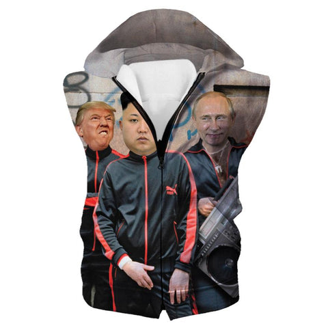 Image of Funny Hoodies - Donald Trump, Kim Jung Un and Putin Printed Pullover Hoodie