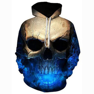 Men's Geometric 3D Printed Hoodie -Skull Hooded Casual Pullover