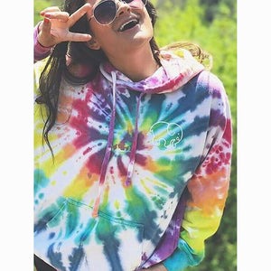 Women's Comfy Rainbow Hoodie - Tie Dye Basic Pullover