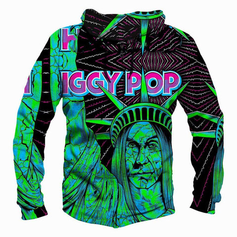 Image of Iggy Pop Hoodies - Pullover Green Hoodie